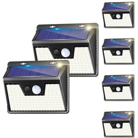 Solar Lights Outdoor 6 Pack, 140LED/3 Modes Motion Sensor, Solar Powered, Wireless IP65 Waterproof Outdoor Wall Lights, Bright for Backyard Garden Fence Patio Front Door