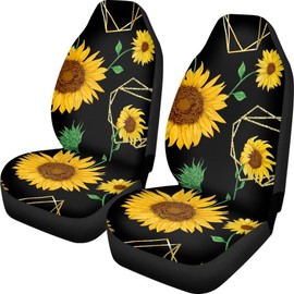 Car Seat Cover Sunflower Front for Cars, Easy to Install Cover Set, Accessories Auto Trucks Van SUV,2 Packs