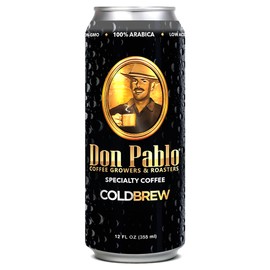 Don Pablo Coffee, Cold Brew Black, Unsweetened, 12 fl oz Cans (Pack of 12), Non-GMO, Low Acidity & Vegan, Natural Sweetness, Specialty Grade Coffee Beans, Ready-to-Drink On-the-Go