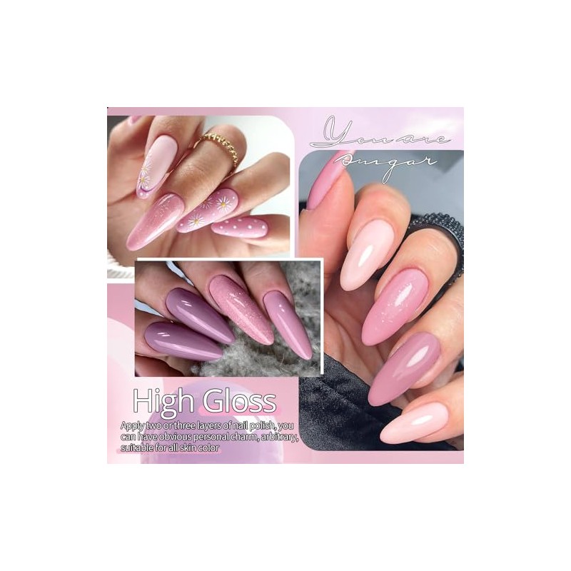 UR SUGAR UV Nagellack Rosa Glitzer, Schellack Nagellack Rosa Gel