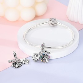 MULA 925 Sterling Silver Charms for Bracelets and Necklaces Airplane Passport Dangle Pendants Beads Butterfly Dragonfly Charms Jewelry for Women