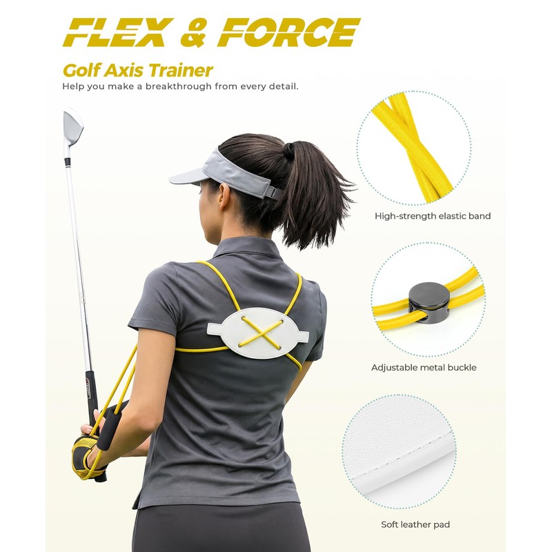 CMOSAF Golf Swing Trainer,Golf Axis Trainer, Adjustable Swing Aid Strap