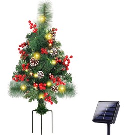 Solar Christmas Tree Garden Stake Lights Outdoor Christmas Tree Lighted Yard Decorations