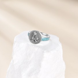 HKPATOP Virgin Mary Ring 925 Sterling Silver Virgin Mary Signet Ring Religious Jewelry Gift for Women Men #7