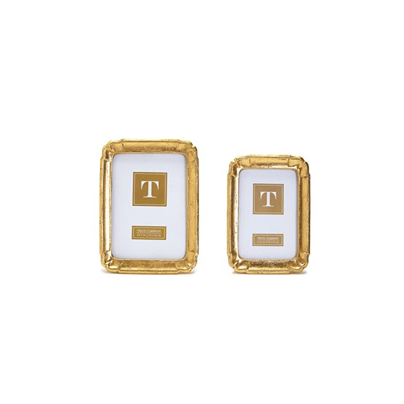 Two's Company Bonheur Set of 2 Gold-Leaf Photo Frames Includes