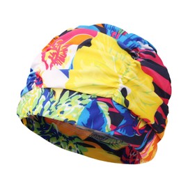 Baoxinjp Swim Cap, Quick Drying, Breathable, Pleated, Flower Pattern, Fit, Stretchy, Skin-friendly, Stylish, Swimming Cap, Women's, Adult Swimming Cap, Pool, Beach/Swimming, Hot Springs, Colorful