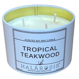 Halarosis Zen Collection - Tropical Teakwood Scented Candles - Teakwood Candle Highly Fragrance - Natural Soy Wax Candles - Smell Good Candle Long-Lasting Burn Time Aromatherapy Candles 15.2 oz