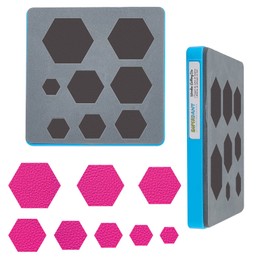 SUPERDANT Leather Hexagon Cutting Dies 8 Size Hexagon Pendant DIY Wooden Die Cutting Machine for Leather Patchwork Patches Keys Kids Backpacks Luggage Cat Dog Collar Accessories