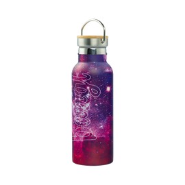 Baagl Children's Stainless Steel Water Bottle for Girls - Leak-proof Thermos Flask with Bamboo Lid - BPA-Free Water Bottle for School - Thermos Flask, 500 ml (Galaxy)