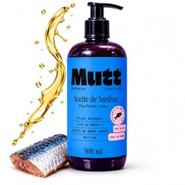 MUTT Aceite de Sardina para Perros y Gatos, Omega 3 y 6, Suplemento Natural, 500 ml