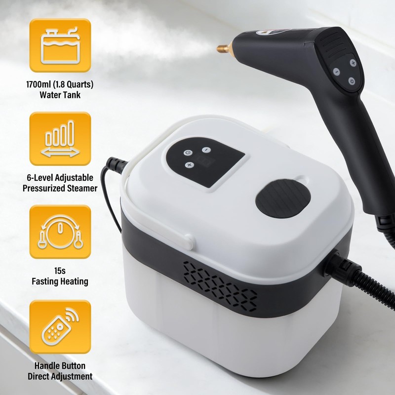 Lamberia Steam Cleaner with 16pcs Accessories, 2500W 1700ml 1.8 Quarts