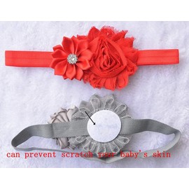 Sturmm 10PCS Baby Girl Headbands with Polygonal Flower Inlay Rhinestone for Photography Pink