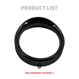 HDBUBALUS 7'' Headlight Black Trim Headlamp Visor Ring Fit For Harley Softail FL 94 - 17