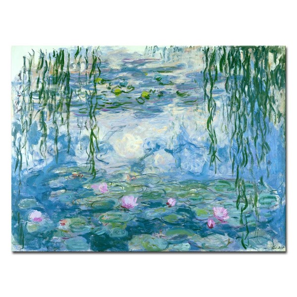 Wieco Art Water Lilies by Claude Monet Oil Paintings Flowers Reproduction Extra Large Modern Gallery Wrapped Giclee Canvas Prints Artwork Landscape Pictures on Canvas Wall Art for Home Decorations