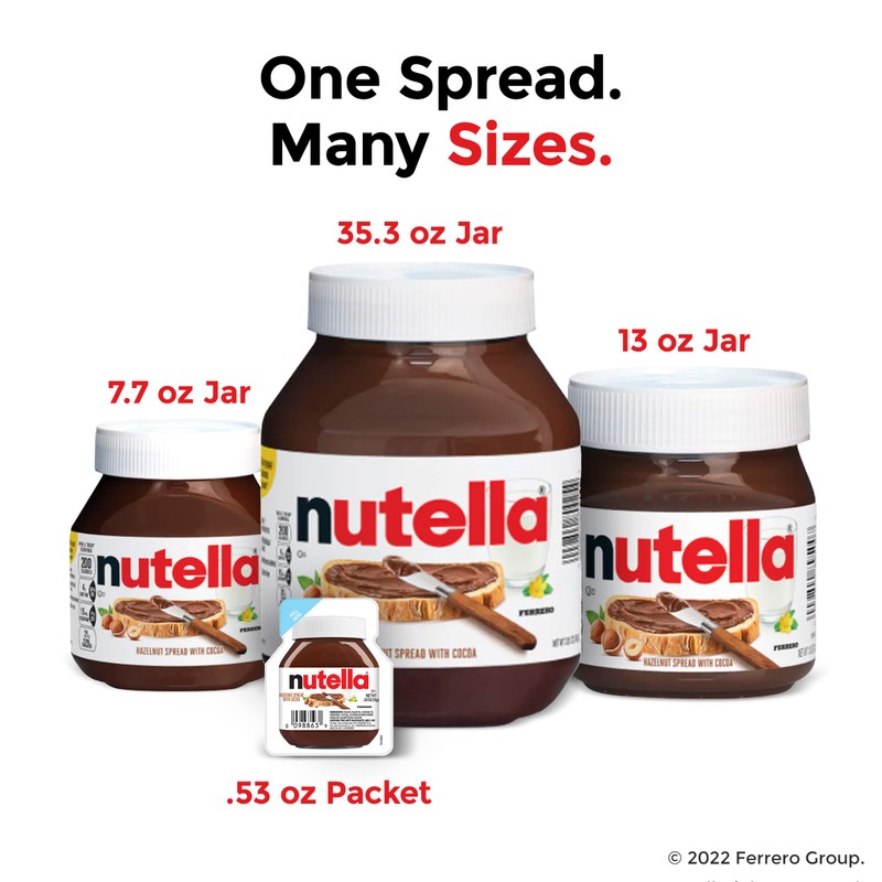 Nutella Hazelnut Spread with Cocoa for Breakfast, Bulk 12 Pack,