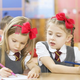 BQUBO Red Hair Bow Hair Ties Headband Set, 15 Pcs Red Velvet Hair Bows Hair Clips Elastic Hair Ties Bow Headband School Uniform Hair Accessories Set for Toddlers Kids Girls