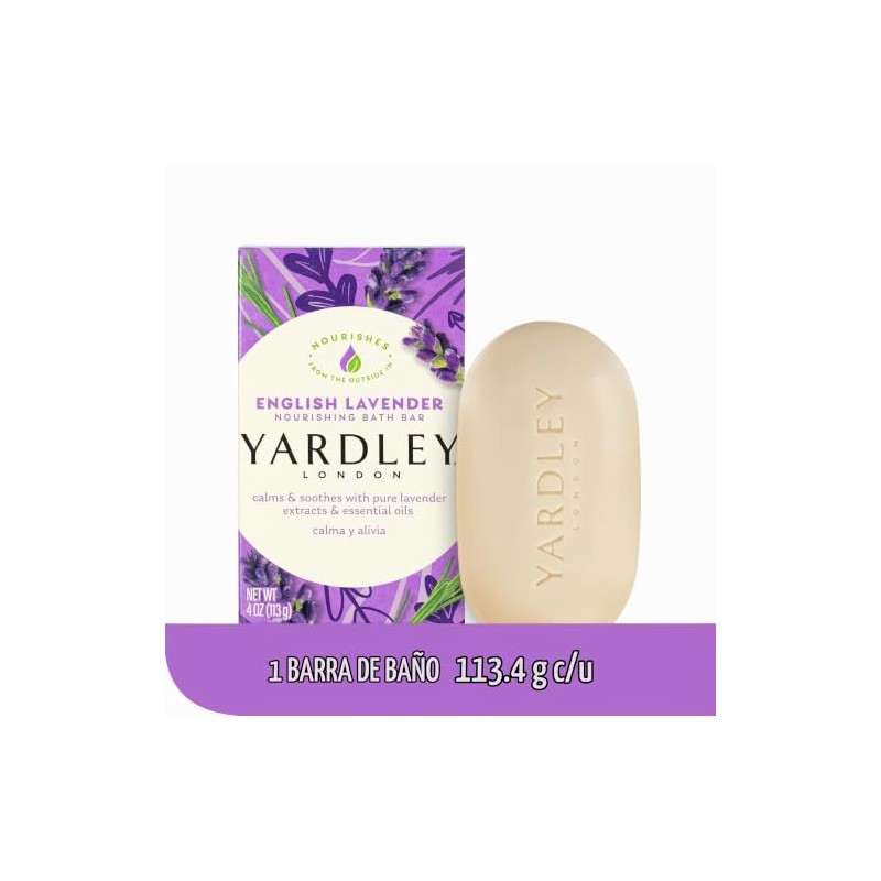 Yardley London English Lavender with Essential Oils Soap Bar, 4.25