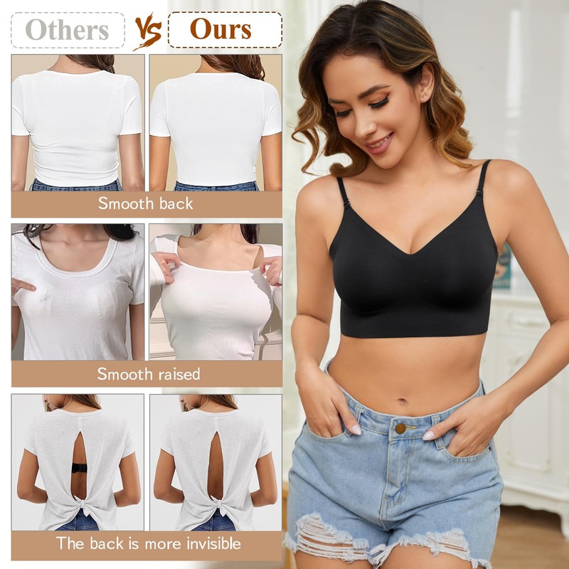 Niwicee Bra Women's Without Underwire Bra Backless for Women, Convertible