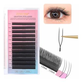 Itntfn U-shaped Blister Extensión De Pestañas Pre Armadas Volumen 0.07 D 8-15mm Mixto Híbrido Falso Visón Mate Negro Yy Lash