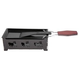 Raclette Grills Carbon Steel Candlelight Cheese Raclette Non-toxic Black with Wood Handle Convenient to Use and Clean for Melt Cheese Eggs