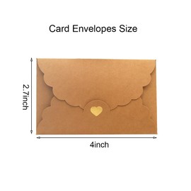 20CS Present Card Envelopes Kraft Paper Envelopes Mini Present Envelopes Holders with Bronzing Heart Shaped Clasp for New Year Birthday Invitation Present Cards