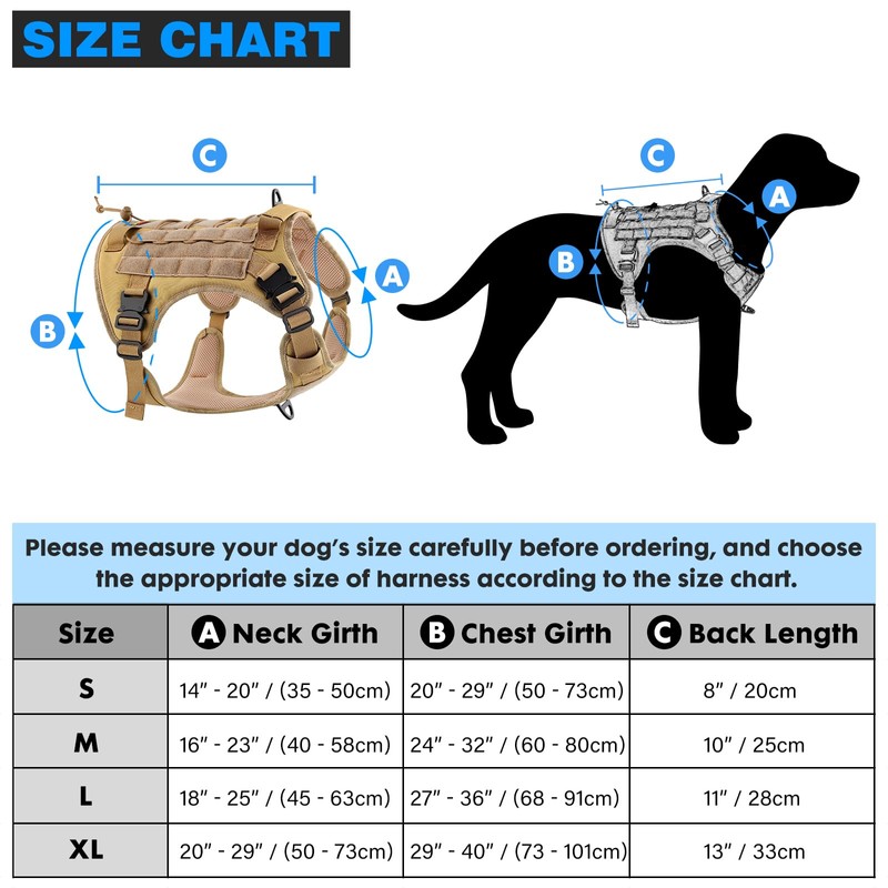 Plutus Pet Tactical Dog Harness with All Metal Buckles, Adjustable,