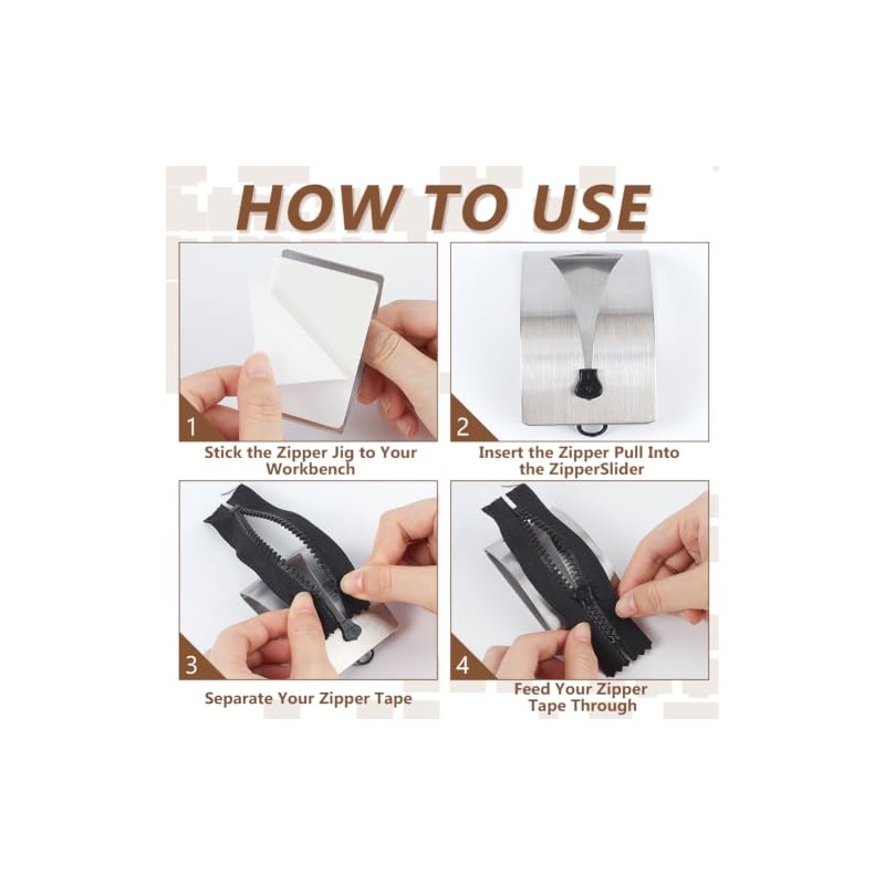 UNICRAFTALE 2Pcs Zipper Jig Tool Stainless Steel Zipper Jig Helper