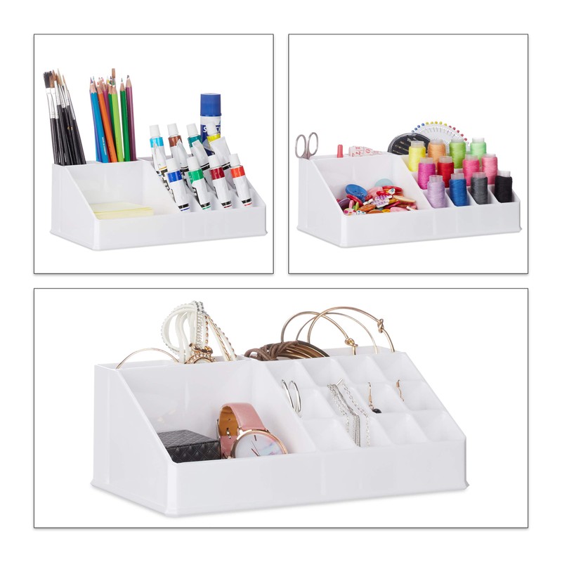 Relaxdays Acrylic Cosmetic Organiser, Small Make-Up Organiser with 16 Compartments