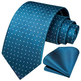 HISDERN Ties for Men Check/Plaid/Polka Dot Tie Wedding Tie with Pocket Square Set Classic Tie Men's Formal Elegant Business, royal