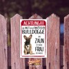 French Bulldog Dog Sign Warning Fence Woman Saying Door Sign