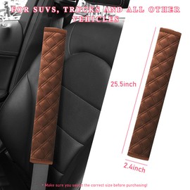 Yourkar Car Seat Belt Cover, Vehicle Seat Belt Pads Cover for A More Comfortable Driving, Safety Seatbelt Shoulder Strap Covers Protect Your Neck & Shoulder, Car Accessories (Brown, 25.5")