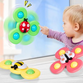 NARRIO Airplane Travel Toys for Toddlers 1-3: Suction Cup Spinner Toys for 1 Year Old Boy Girl Birthday Gift - Sensory Spinning Baby Bath Toys 6-12-18 Months