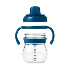 OXO Tot Transitions Soft Spout Sippy Cup with Removable Handles, Navy Blue, 170 ml (Pack of 2)