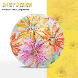 MUMTOP Glass Bird Baths for Outdoors-Outdoor Bird Bath Bowl- Watercolour Daisy Birdbaths Yard Stake, Bird Feeders for Outside, Garden, Patio, Lawn Decor