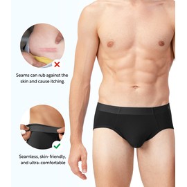 DAVID ARCHY Seamless Briefs for Men Micro Modal Ultra Soft No Fly Support Pouch Mens Breathable Underwear Briefs 4 Pack（L,Dark blue/dark grey）