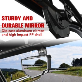 A & UTV PRO Rear View Mirror Compatible with Can Am Defender, Defender Max, UTV Adjustable Center Convex Rearview Side Mirror Accessories, Fit Your Flip,Full Windshield