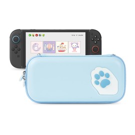 GeekShare Portable Carrying Case Compatible with Switch 2 (2025), Hard Storage Bag with 12 Game Card Slots, Cat Paw Travel Case for Switch 2 Console and Accessories (Blue)