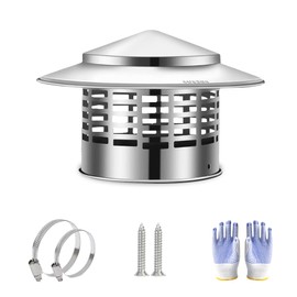 6 InchRound Chimney Cap – 304 Stainless Steel Vent Cover, Weatherproof Roof Vent Protector for Outdoor Stove, Fireplace or Roof Pipe