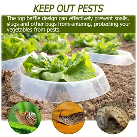 FULEIYA Slug Snail Plant Collars Planting Rings 12 Pack, 7in Green Round Grow Rings, Plastic Garden Cloches to Protect Plants from Snails & Slugs, Deep Watering Transports Nutrients to Plant Roots