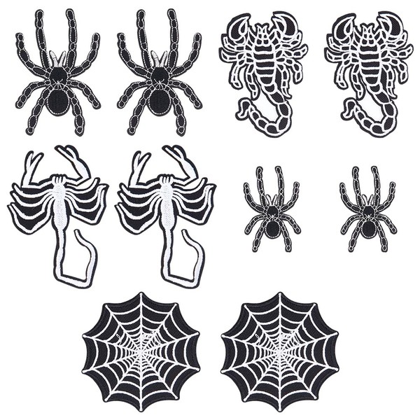 FINGERINSPIRE 10 Pcs 5 Style Spider Embroidered Applique Patches Spider/Scorpion/Web