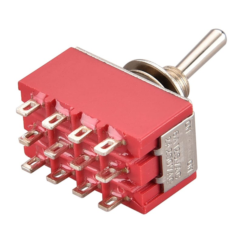 Heschen MTS-402 ON-ON 4PDT Miniature Toggle Switch, 12 Pin, 2A,