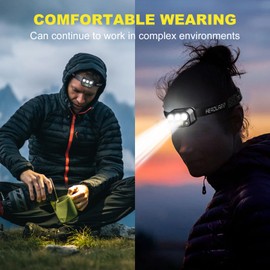 PINSAI Ultra Bright Headlamps 6 Light Modes Motion Sensor Headlight LED Rechargeable Comfortable Head lamp for Adult Kid, Lightweight Adjustable Headband for Outdoor Camping Running Walking
