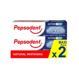 Pepsodent Natural Whitening Fluoride and Calcium Toothpaste for Whiter Teeth in One Week 75ml (2x75ml Pack)