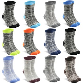 ZERULETS Children's Boys Girls Socks Cotton Sneaker Socks Kids Crew School Socks Boys Striped Sportscoken 12 Pairs for 1-14 Years 20-23 23-27 31-34 35-38, 6 colours