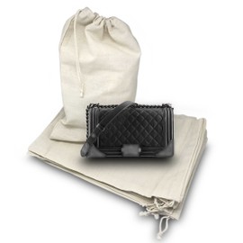 2 Pack 12"x16" Extra Thick Drawstring Cotton Muslin Laundry Dust Cover Bags Natural Color