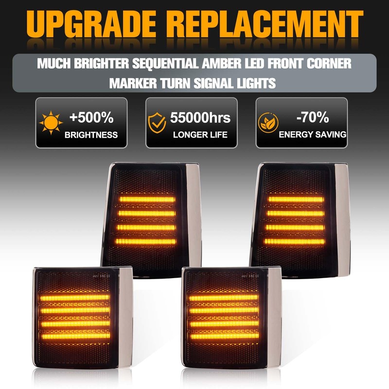 Gempro Sequential Amber LED Corner Side Marker Turn Signal Lights