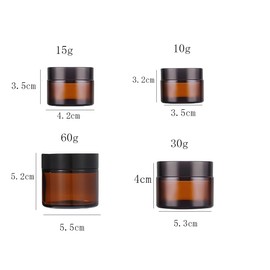 9 Pcs 30g Glass Cosmetic Jars with Lids,Amber 1 oz Cream Jar Reusable Travel Containers Glass Jars for Creams, Lotion,Ointmen,Makeup,Spice,Cosmetic,Sample
