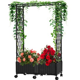 yotoworth Raised Garden Beds Planter with Trellis, Screen Indoor Outdoor, Vegetable Flower Privacy Planter Box for Backyard Balcony Patio, Black, 2 Pcs