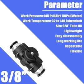 Qolekog Pneumatic Valve 3/8 inch Push to Connect Fittings Ball Valve Air Flow Control Valve Air Quick Connect Air Line Fittings (5Pcs)