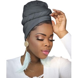 Ftoronaly Head Wraps for Black Women Hijab Scarves Large Muslim Headwraps Stretch Hair Wraps Headband Dark Gray